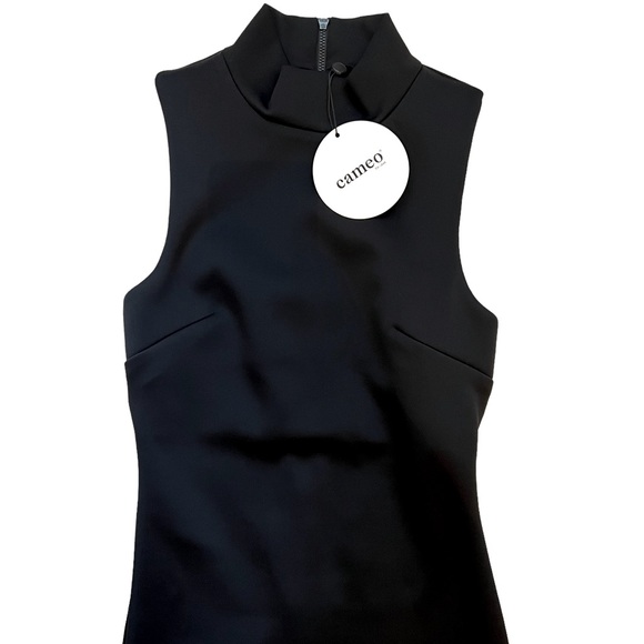 New Cameo Black Midi Dress with High Collar - Picture 2 of 13